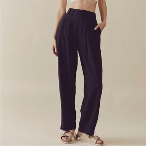 Free People Linen Blend Black Pants Size 4